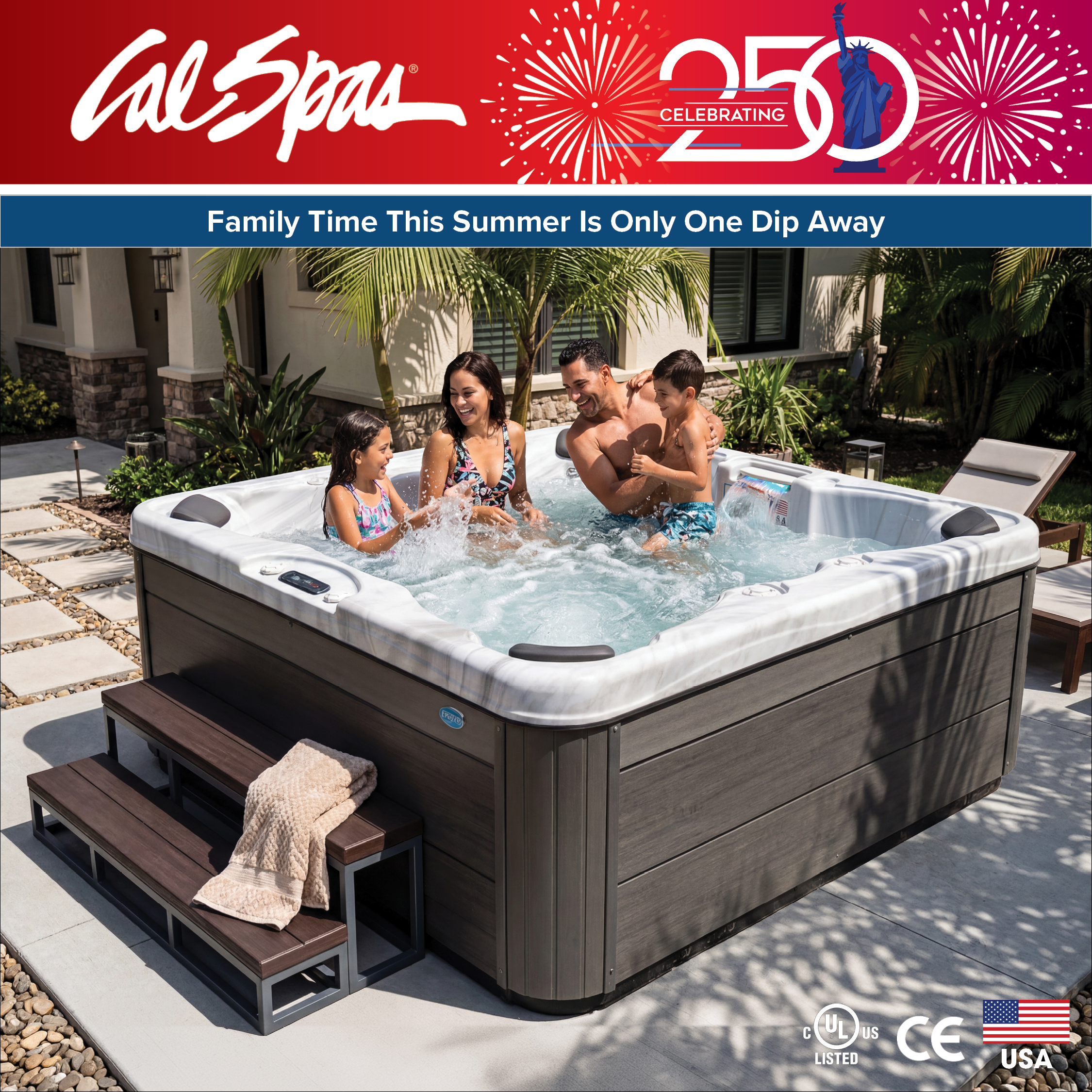Calspas hot tub being used in a family setting - Montclair